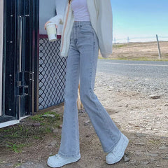 High-waisted Slimming Women's Jeans Petite Size Stretchy Floor-length Trousers Denim Fabric voguable