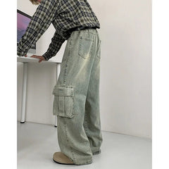 Black Baggy Jeans Men Fashion Retro Pocket Jeans Men Trousers Streetwear Hip-hop Loose Wide Leg Jeans Mens Denim Cargo Pants voguable