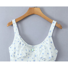 Sexy Women Sweet Floral Print Slim Knit Dresses Sleeveless V Neck Mini Summer Dress Beautiful Girl Holiday Robe