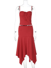 Voguable Sling Skirt Suit Women's Sleeveless Solid Slim T shirt Top Irregular Long Skirt High Waist Casual Summer Fashion Set lollapalooza outfit spring outfits voguable