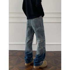 Mens Straight Leg Jeans Business Casual Vintage Blue Denim Pants for Middle Aged Man Classic Fit man trousers voguable