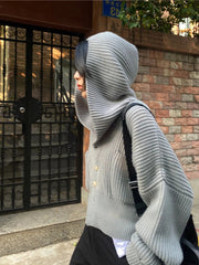 Women's Hooded Cardigan Button Up with Pocket Knitted Sweater Hoodie Slouchy Knitwear Fall Winter Casual Chic Outfit voguable