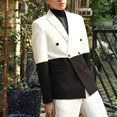Voguable Modern Men's Suit 2 Pieces Blazer Pants Double Breasted Peaked Lapel Business Spliced FormalWedding Groom Tailored voguable
