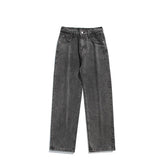 Spring Autumn New Fashion Korean Loose Straight Jeans Men Baggy Pants Elastic Waist Wide Leg Casual Pants Men's Clothes 5 Colors voguable