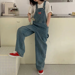 Voguable Casual Denim Jumpsuits Women Autumn New Style Loose Jean Overalls Korean Baggy Wide Leg Rompers Woman voguable
