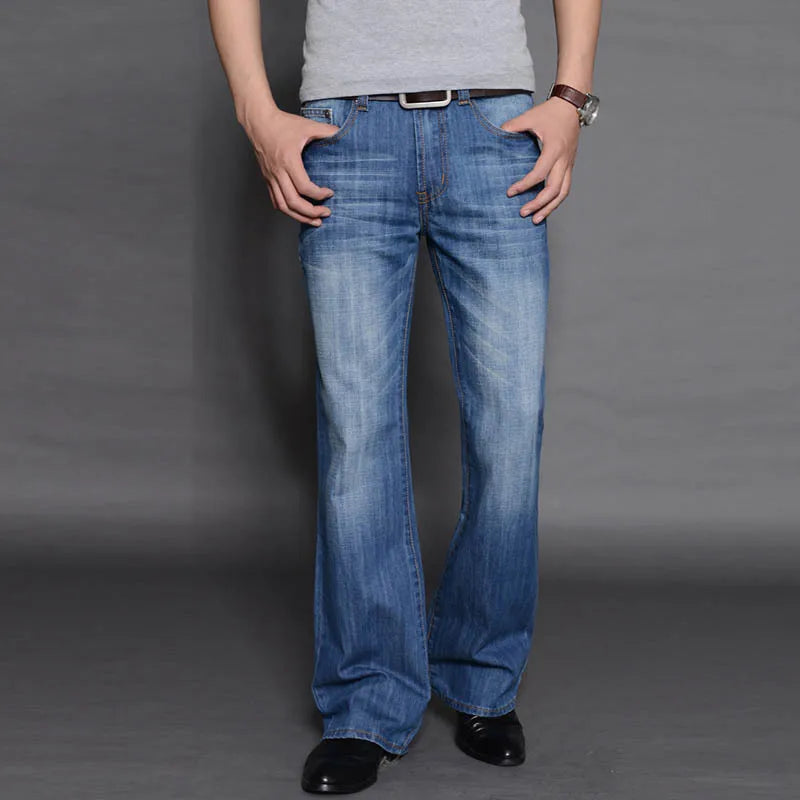 Denim Flared Jeans Men  Boot Cut Denim Pants Comfortable Slightly Slim Classic Loose Casual Blue Black Trousers For Male Bootcut voguable