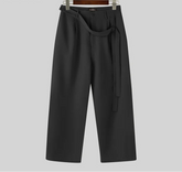 Summer Spring Men Casual Pants Solid Color Belt Wide Leg Pant Long Trousers Men's Clothing Streetwear Oversize S-5XL voguable