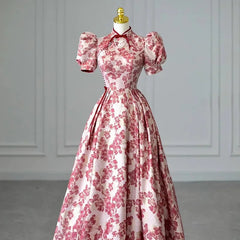 Voguable Bridal Toast Wear Chinese Engagement Luxury Dress Slim Printed Wedding Dress Sweet Temperament Evening Dresses voguable