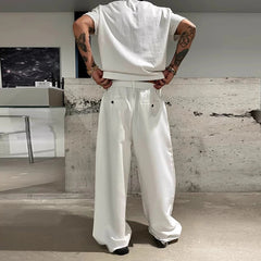 New Light Business Men Suit Pants Light Luxury Draped Solid Color Curved Knife Pants Elegant Straight Trousers Dress Pants M-3XL voguable