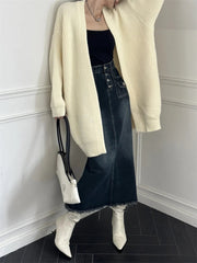 Open Front Knit Cardigan Sweater Women Cozy Plain Shrug Cardi Longline Sweater Jacket Fall Winter Casual Chic Outfit voguable