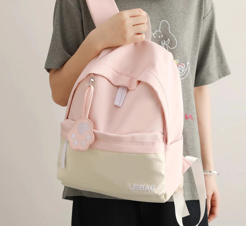 Contrast Color Patchwork Simple College Students Backpack Sweet Y2k Aesthetic Casual Schoolbags Women All Match Chic Schoolbags voguable
