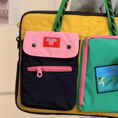 Japanese Y2k 16 Inch Laptop Bags Contrast Color Patchwork High-capacity Women's Handbags Harajuku Grunge Shoulder Underarm Bag voguable