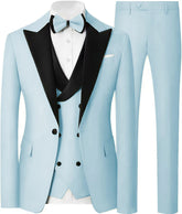 Voguable Customized Formal Suits for Men, 3 Pieces Blazer Vest and Pants Set, One Button Wedding Dresses, Business Tuxedo Suits voguable