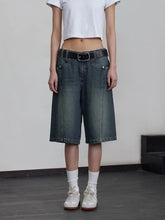 Voguable Y2K Distressed Jeans Unisex American Retro Washed Five Quarter Loose Straight Leg High Street Shorts voguable