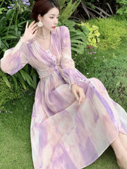 Women Elegant and Chic Midi Party Dress Long Sleeve Vintage A-Line Casual Birthday Vestidos Female Fashion Clothes voguable