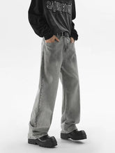 Autumn New Men's Fashion Baggy Jeans Gray Vintage High Street Wide Legs Denim Trousers Male Casual Straight Pants Streetwear voguable