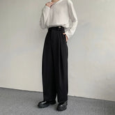 2023 New Black Suit Pants Men Fashion Social Mens Dress Pants Korean Loose Oversized Wide Leg Pants Mens Formal Trousers M-2XL voguable