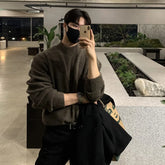 Voguable Winter Stand Collar Sweater Men Warm Fashion Casual Knitted Pullover Men Korean Loose Long Sleeve Sweater Mens Jumper Clothes voguable