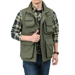 Summer Outdoor Photographer Waistcoat Men's Unloading Vest Tactical Webbed Gear Coat Tool Many Pocket Work Sleeveless Jacket Man voguable