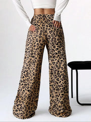 2024 Autumn Winter Loose Leopard Print Casual Pants Y2k Fashion Casual Street Style Europe And America New Trend Wide-Leg Pants voguable