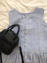 Voguable Summer New Loose Breathable Cotton Lin Vest Dress Light Blue Cotton Lin Summer Holiday Style Women's Skins Friendly Clothing voguable