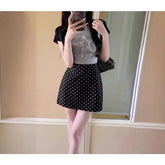 Polka Dot Summer Casual Bag Hip Skirt Women's High Waist A-line Skirt Suit Skirt voguable