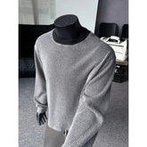 Autumn Knitted T-shirt Men Fashion Casual Long Sleeve T-shirt Men Streetwear Korean Loose Round Neck T Shirt Mens Top M-3XL voguable