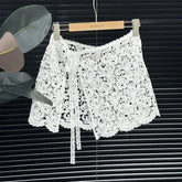 Voguable Slim Short Korea Chic Mesh Fart Curtain Lace Up All-match French Hot Sell Skirt Exquisite Literary Hollow Out New Faldas voguable