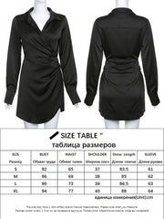 Office Ladies Shirt Dress Elegant Fashion Sexy Slim Deep V-Neck Turn-Down Collar Long Sleeve Mini Dresses For Women voguable