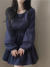 Voguable Fashionable Spring Dress Women's Clothing High Waist Pleated Skirt Long Sleeve round Neck City Commute X-Shape Korean Design lollapalooza outfit spring outfits voguable