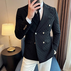 Voguable Luxury Fashion Double Breasted Men Suit Jacket Slim Fit Business Social Wedding Formal Suit Jacket Plus Size 5XL-M Men Clothing voguable