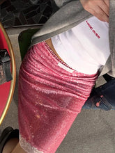Sequin Summer Beach Sexy Skirt Women Elegant Sparkle High Waist A-line Skirts Female Pink Vacation Club Party Skirt voguable