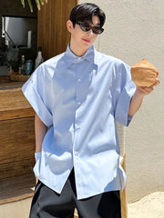 Voguable Niche Design Stylish Plain Short Sleeved Shirts Original Fashion Elegant Handsome Korean Men's Tops voguable