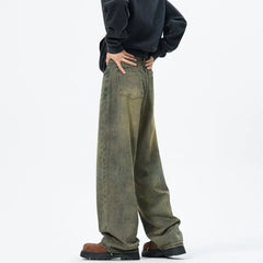 Baggy jeans mens New Korean Men's Casual Long Jeans Classic Man Straight Denim Wide-leg Pants Solid Low-rise jeans