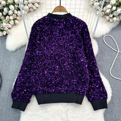 Voguable Spring Autumn Loose Jacket Long Sleeved Casual Fashion Baseball Sequin Women Coats voguable