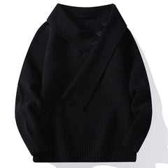 Voguable Winter/Autumn Trendy Scarf V-neck Men's Knitted Sweater High Street Korean Style Fashion Youth Hoodies voguable