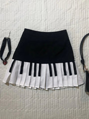 Vintage Y2K Pleated Skirt Women High Waist Piano Patchwork Streetwear Skirts Casual American Hip Hop Gothic Mini Skirts New voguable