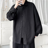 Voguable Men's Classic Button down Shirt Single Breasted Loose Fit Solid Color Long Sleeve for Casual Office And Daily Wear Comfortable voguable