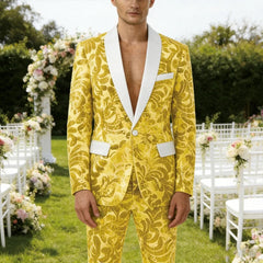 Voguable Luxury Men's Sequin 2 Piece Set (Blazer+Pants) Shawl Collar 1 Button Slim Fit Sparkly Tuxedos Jacket Trousers for Wedding Party voguable