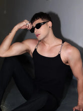 Voguable Metal Chain Strap Design Sleeveless T-shirts Men's Street Fashion Clothes 2024 Summer Male Tank Tops Free Shipping voguable