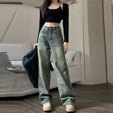 Vintage High-waisted Slimming Jeans American Style Casual Bell Bottoms Versatile Straight-leg Long Pants For Women voguable