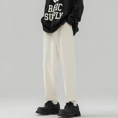 Solid Color Suit Pants Men Fashion Society Mens Dress Pants Korean Loose Straight Wide Leg Pants Mens Office Formal Trousers voguable