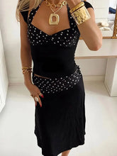 Patchwork Fashion 2 Piece-Set MIni Skirt For Women Lace-Up Contrast Backless Cropped Top And High Waist Skirt Sets Female voguable