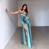 2Pcs Hollow Swimsuit With Long Skirt Women Sexy Swimwear Female Bikini Cut Out Biquini Swim Suit Shiny Star Bodysuit Beachwear voguable