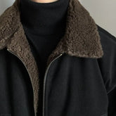 Vintage Winter Thick Lapel Cotton Jacket Men Korean Fashion Lambswool Fleece Bomber Jacket Loose Short Coat Mens Jacket voguable