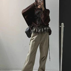 Korean Style Leopard Print Mini Skirts Women Y2k Fashion Lace Up Short Skirt Elegant Sweet Streetwear Cute Ruffle Skirt voguable