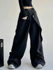 Voguable Spring Autumn Thin Black Loose Casual Trousers Draped Design Men's Wide Leg Long Pants Youthful Style Classic Color voguable