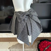 Sweet Bow Lace Stitching Women Skirts Spring Korean A Line Pleated Skirts Y2K High Waist Streetwear All Match Ladies Mini Skirt voguable