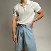 New Trend Men Polo Shirt Leisure Vintage High Quality Knit T-shirt American Style Chic Breathable Button Short Sleeve Knitwear voguable