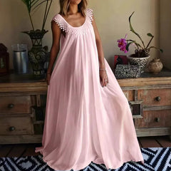 Voguable Summer European and American - simple solid color high-end jumpsuit long dress voguable